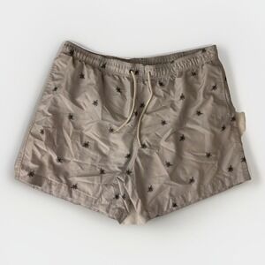 H&M Bumble Bee Swim Trunks Mens XL Gray Shorty Shorts Vacation‎ Cruise Beach